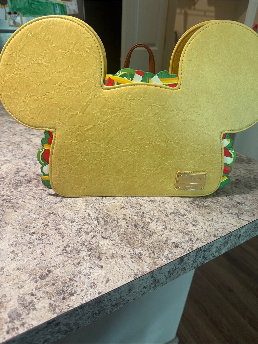 Loungefly Yellow Taco Mickey-Shape Backpack with Colorful Trim-NWT